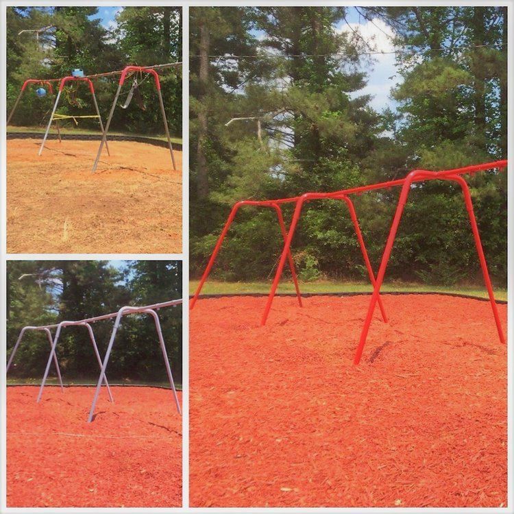 Swing set before and after