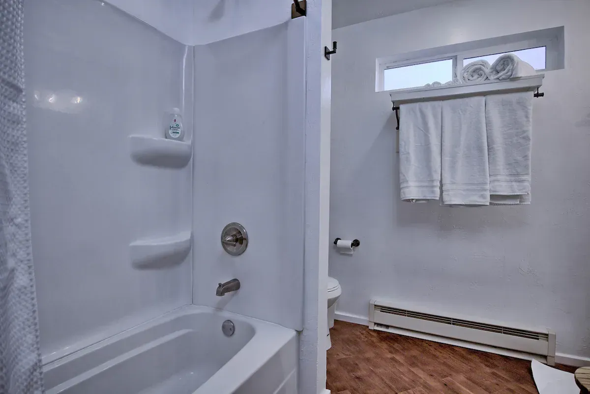 Idyllwild cabin bathroom with bathtub