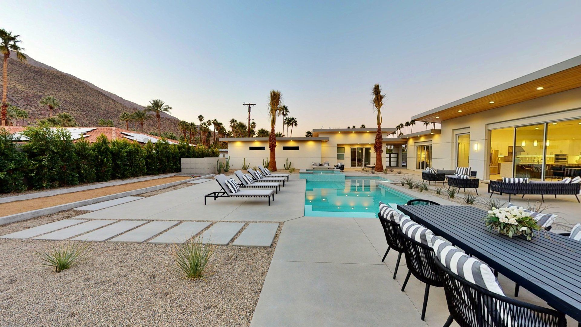 Outdoor pool with lounge chairs