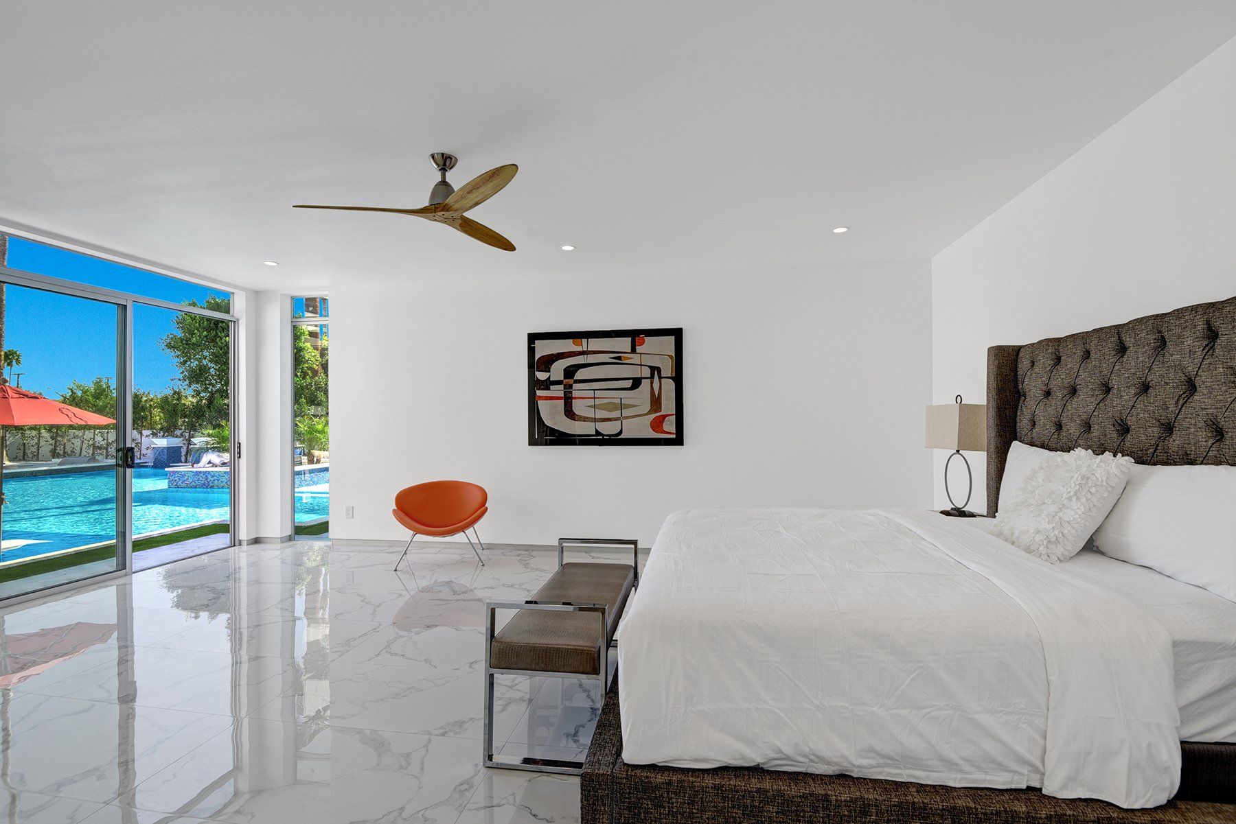 Master bedroom across to pool