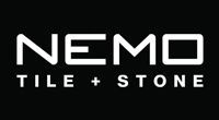 Logo for Nemo Tile + Stone, white text on black background.