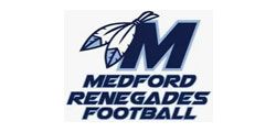 Logo for Medford Renegades Football: a blue letter