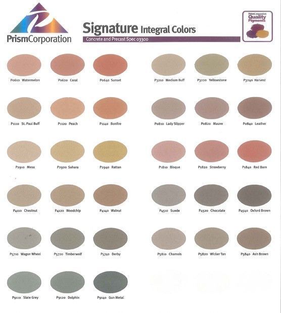 A sheet of signature integral colors by prism corporation