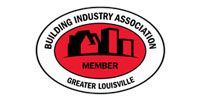 Building Industry Association member logo for Greater Louisville, red and black oval badge