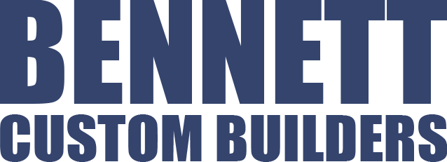 White "BENNETT" over "CUSTOM BUILDERS" on a black background.