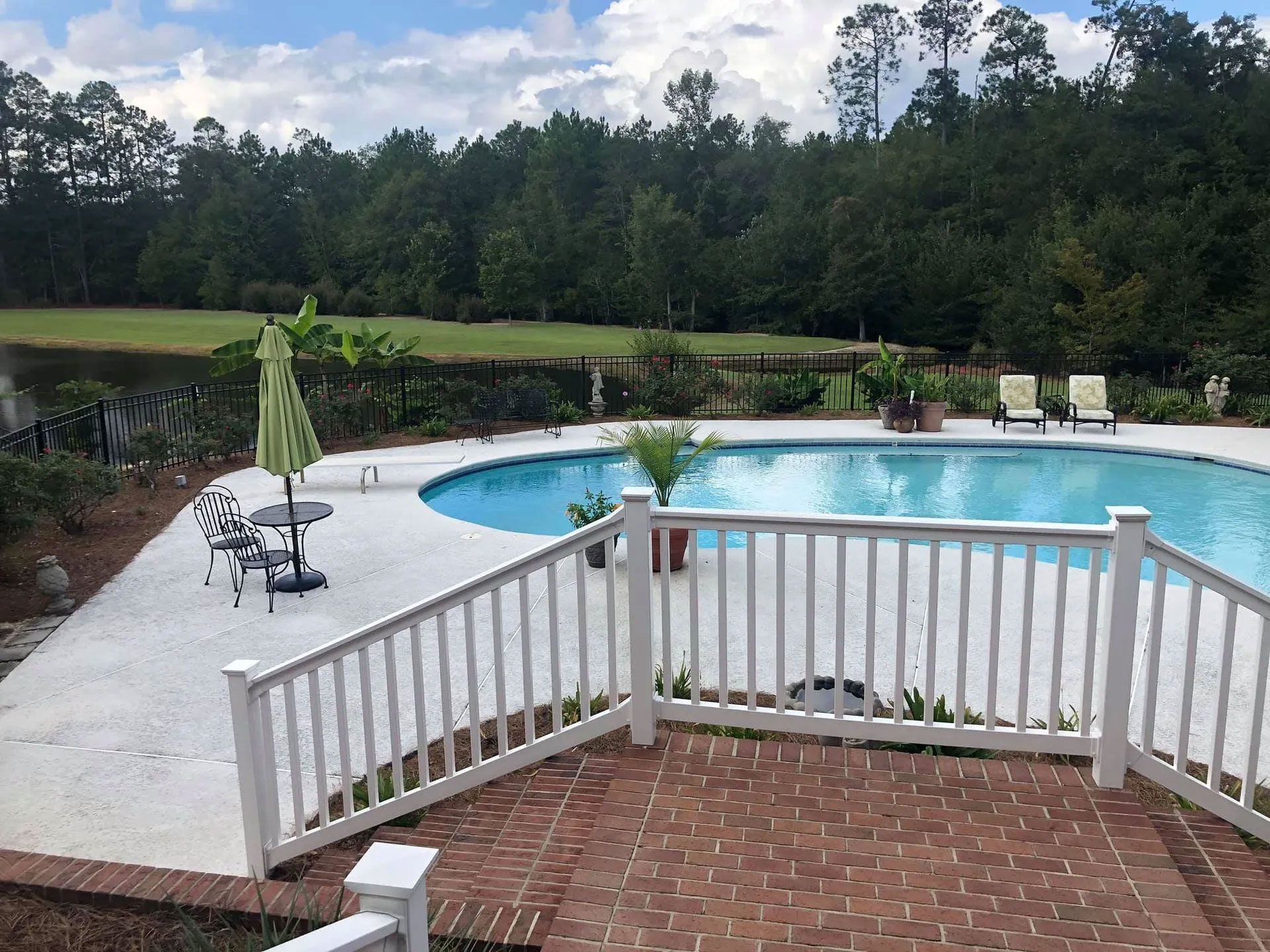Handrails fence with pool