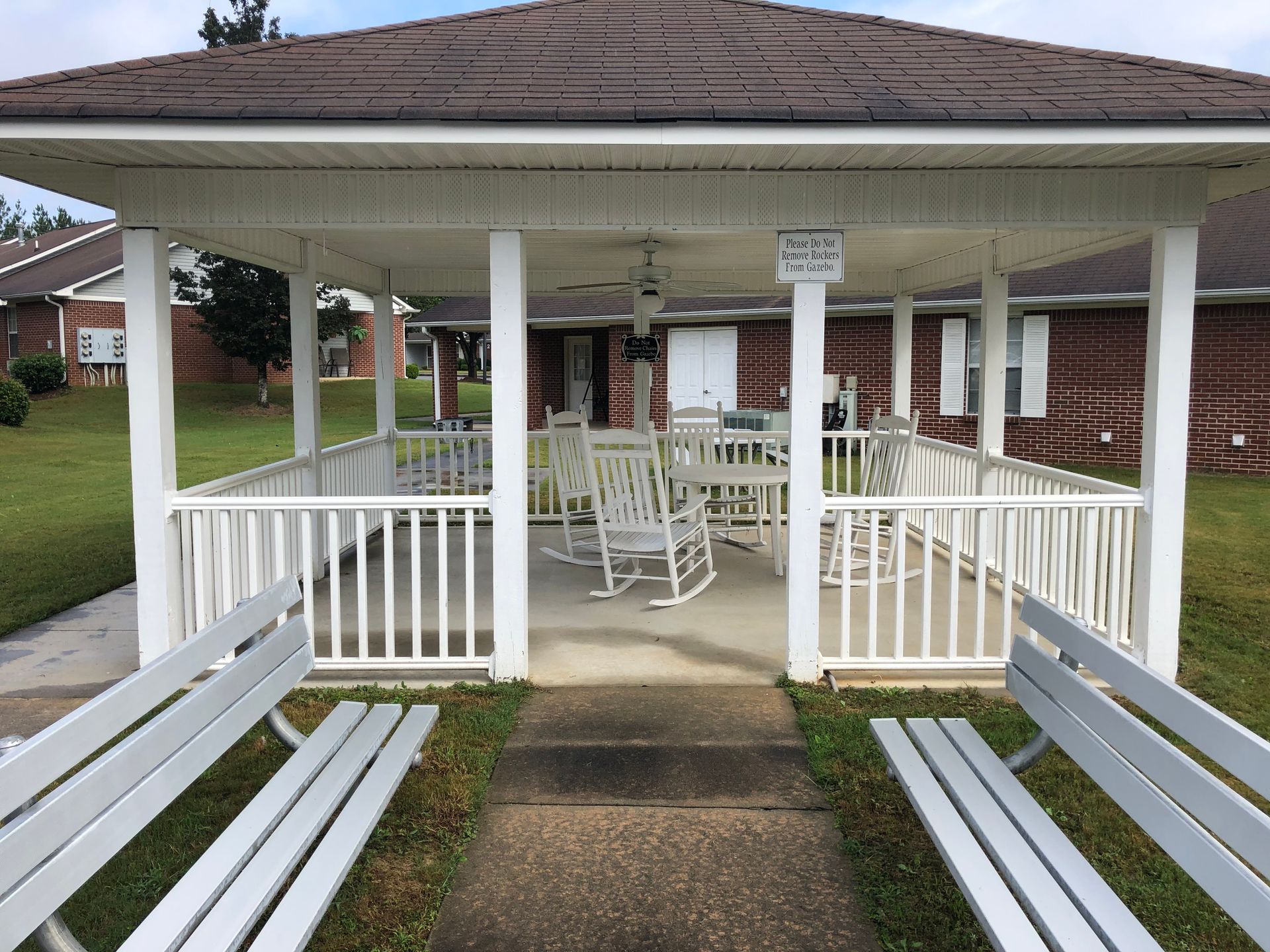 Vinyl handrails on the gazebo