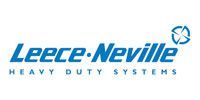 The logo for leece neville heavy duty systems is blue and white.
