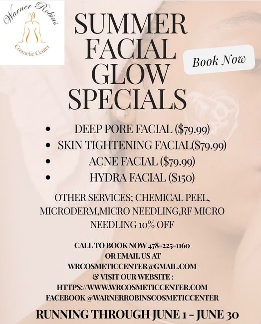 A poster advertising summer facial glow specials