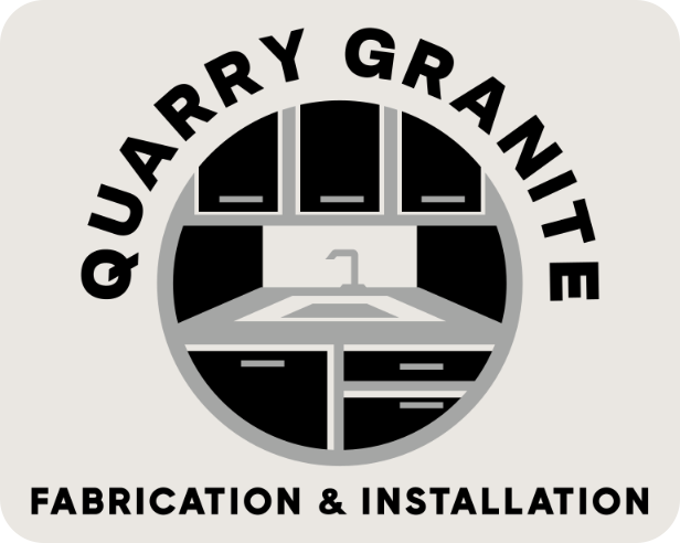 Quarry Granite Fabrication & Installation logo with black cabinetry and white countertop icon