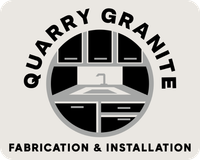Quarry Granite Fabrication & Installation logo with black cabinetry and white countertop icon