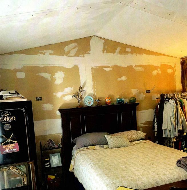 A bedroom requiring a wall enhancement