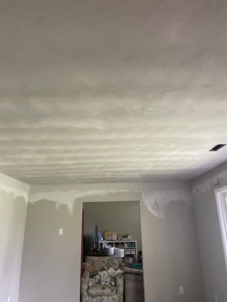 A room with a repaired ceiling