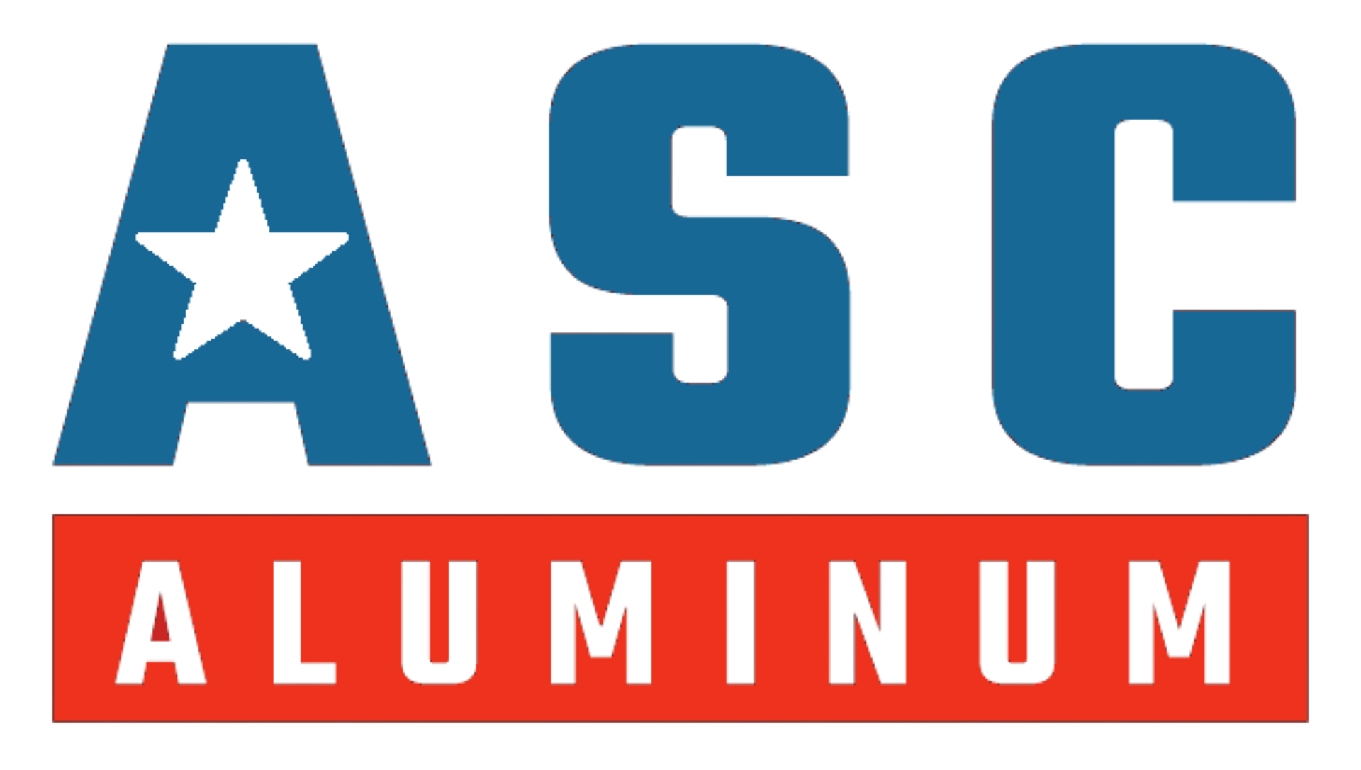 ASC Aluminum logo in blue and red with a white star in the A