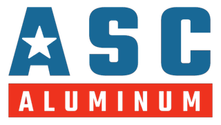 ASC Aluminum logo in blue and red with a white star in the A