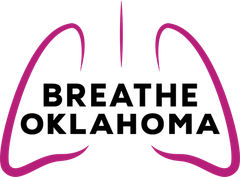 Logo for Breathe Oklahoma: purple outline of lungs with text "Breathe Oklahoma" in black.