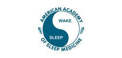 Logo of the American Academy of Sleep Medicine. A yin yang symbol with the words “Wake” and “Sleep” inside.