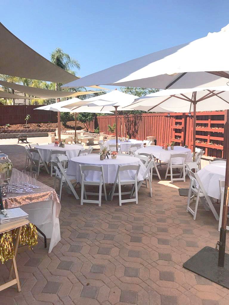 Umbrellas and tables