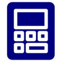 Blue square icon with a white computer monitor and keypad buttons