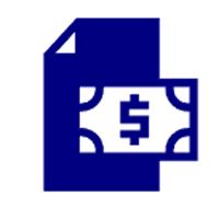 Blue document icon with a dollar bill symbol, suggesting a financial file or payment document