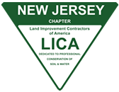 Green inverted triangle logo for the New Jersey Chapter of LICA, dedicated to the conservation of soil and water.