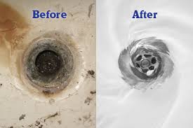 Clogged drain before and after