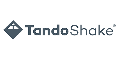 TandoShake logo: gray diamond with window graphic, 
