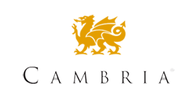 Cambria logo: gold dragon icon above the name in black text.