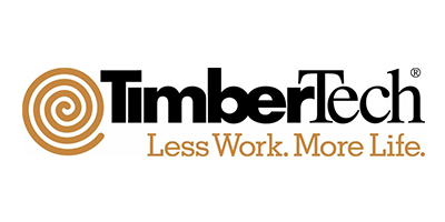 TimberTech logo: brown spiral, black text 