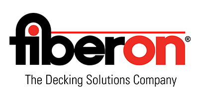 Fiberon logo: black and red text with a red circle above the letter 