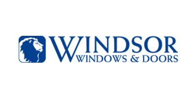 Windsor Windows & Doors logo: Blue lion head in a square, with the company name in dark blue.