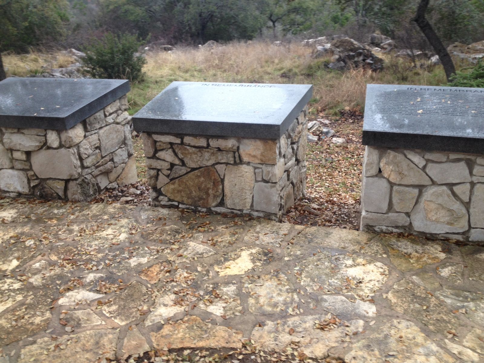 A row of stone blocks sitting on top of a stone floor