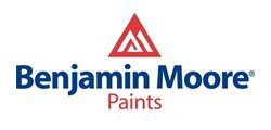 Benjamin Moore Paints logo: red triangle over the name in blue font with a red 
