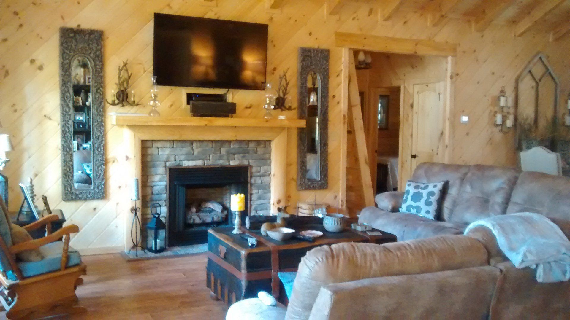 log house with chimney