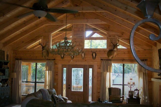 log house living room view