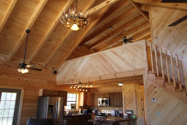 log house ceiling view