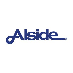 Alside logo in blue on a white background