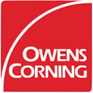 Owens Corning logo on a red square with a white curved line