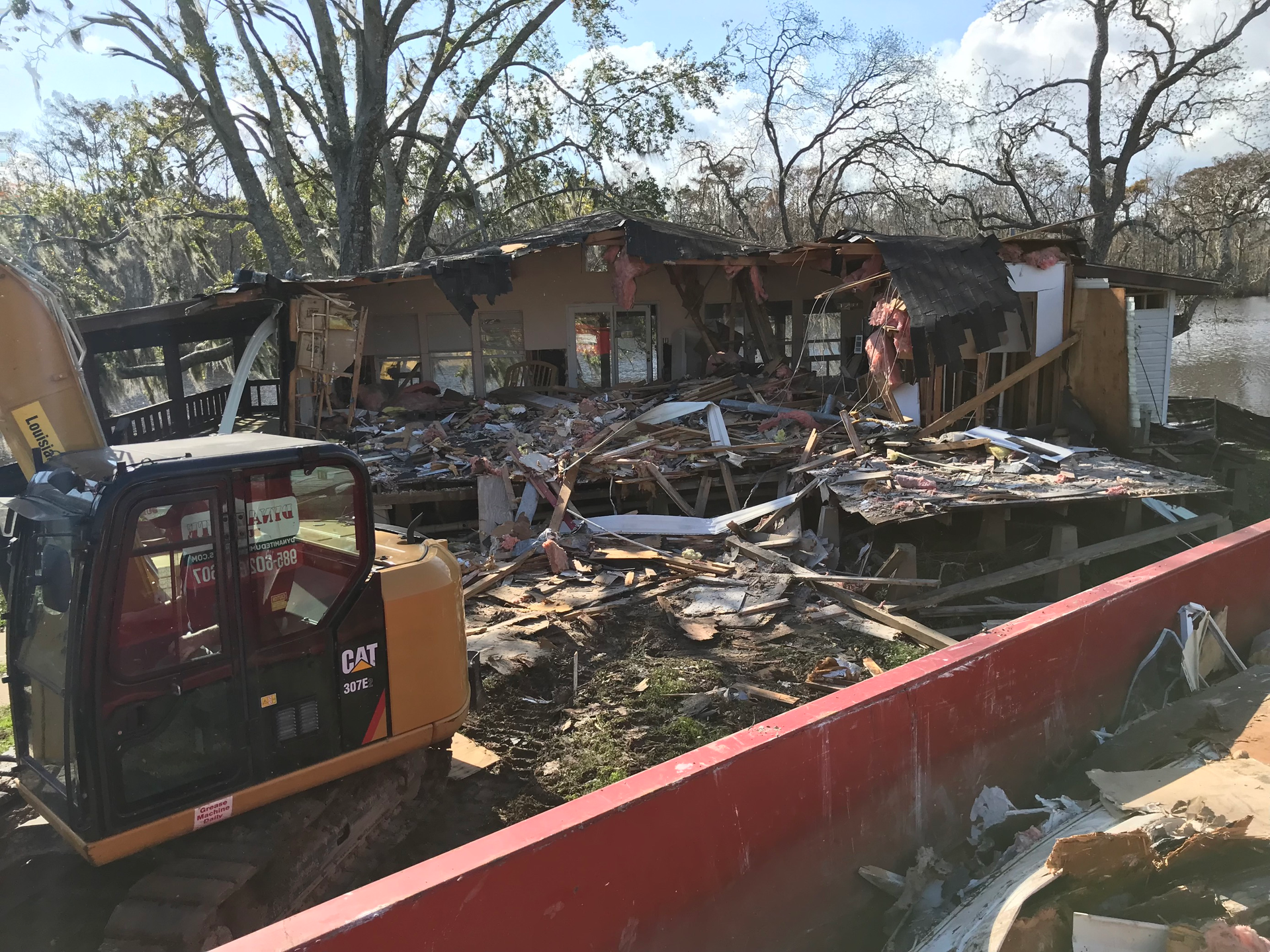 demolition location with trucks