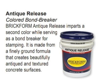 A bucket of brickform antique release colored bond-breaker