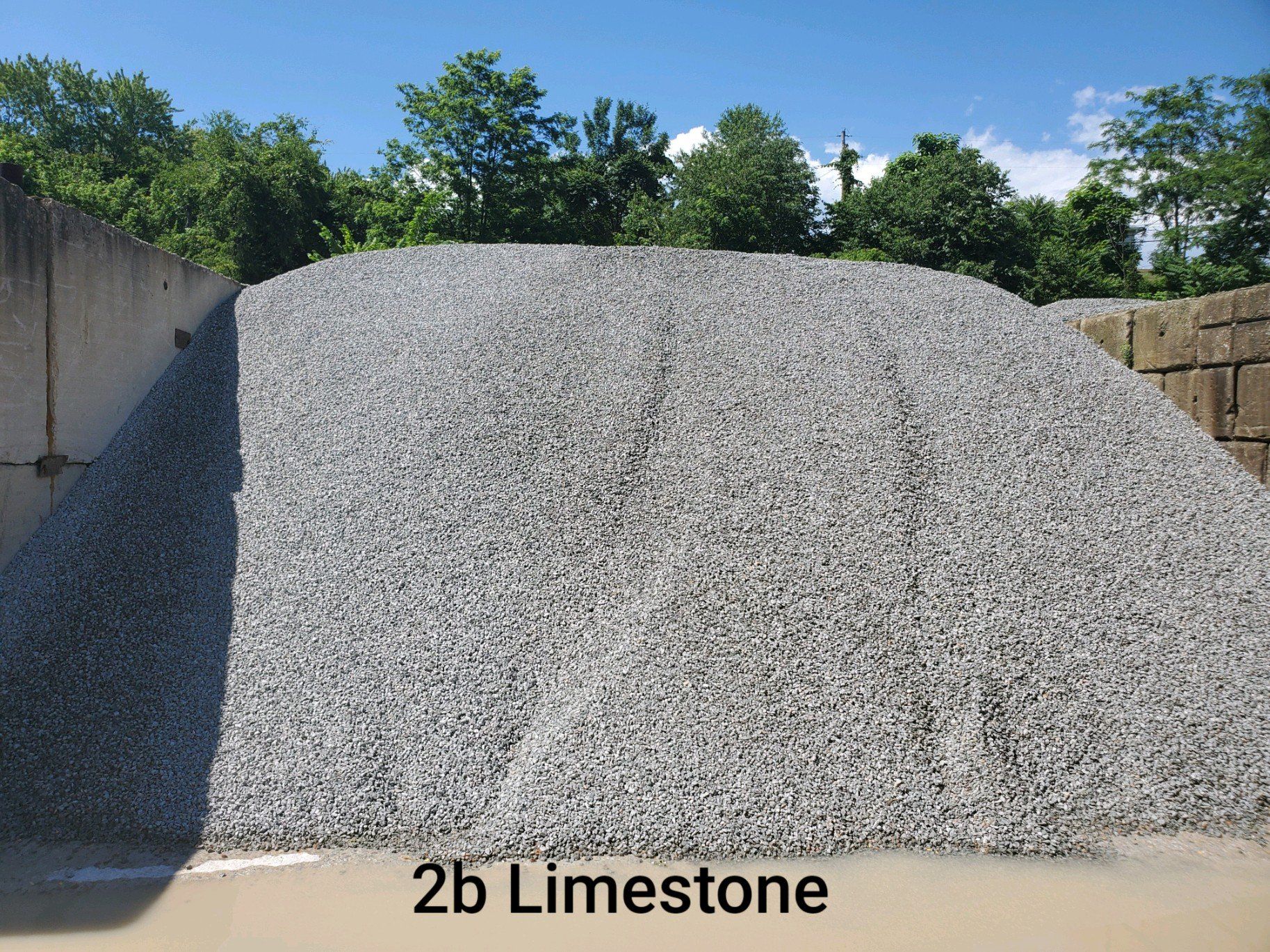 A pile of 2b limestone is sitting on the ground