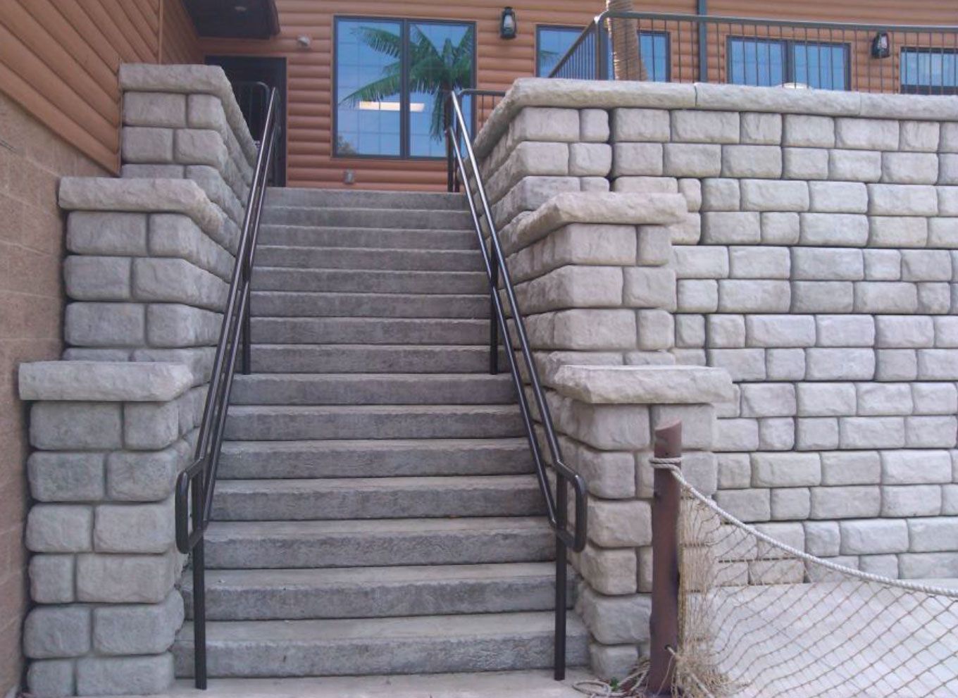 A set of stairs leading up to a building