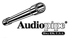 A black and white logo for a company called audiopipe.