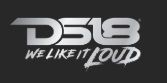 The ds18 we like it loud logo is on a black background.