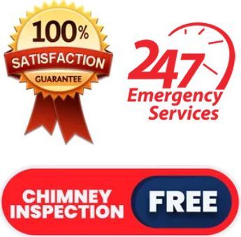 100% satisfaction guarantee, 24/7 emergency services, free chimney inspection