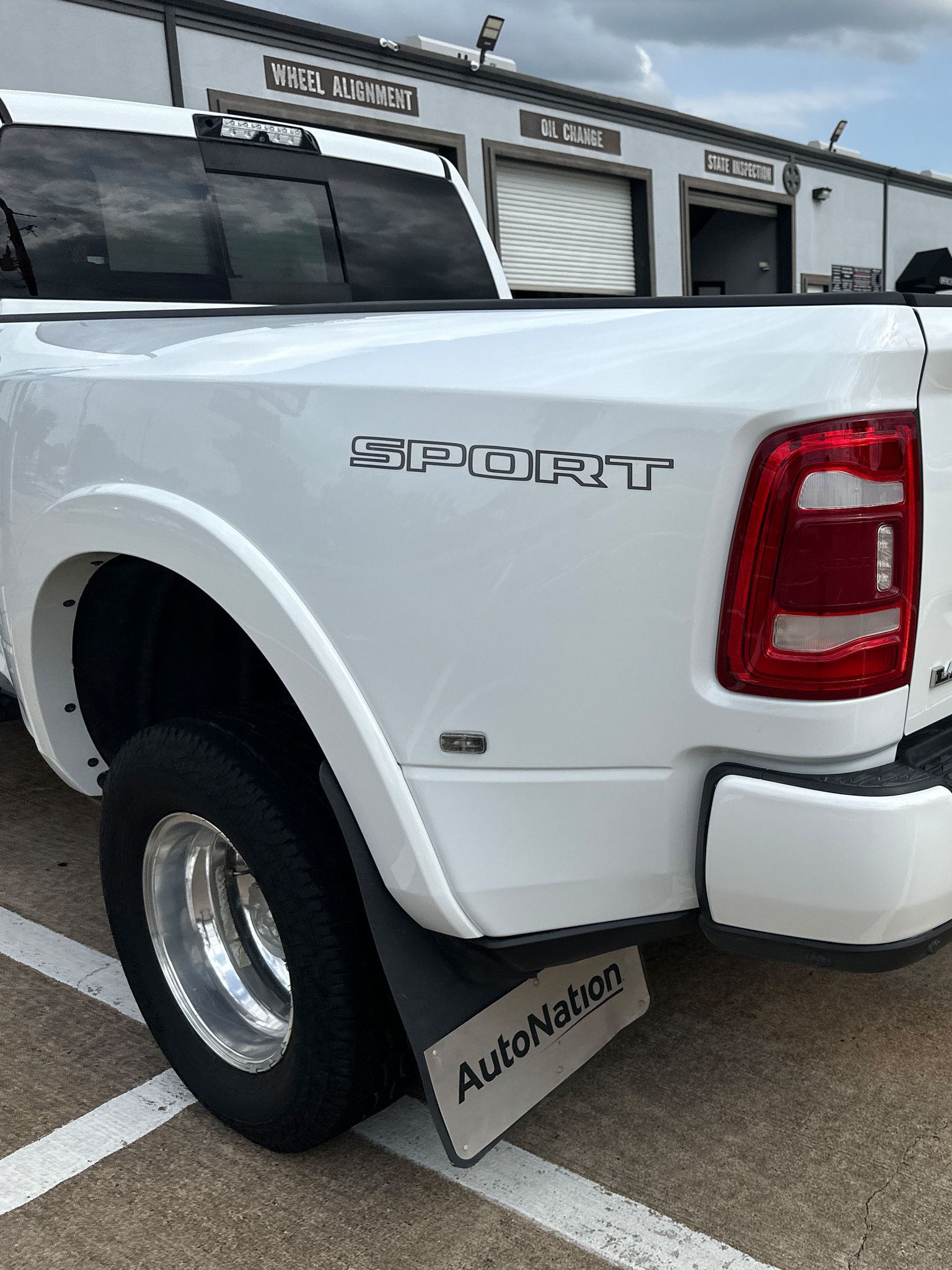 white truck damage repair - after