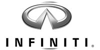 The Infiniti brand logo, featuring a silver metallic oval emblem above the text 