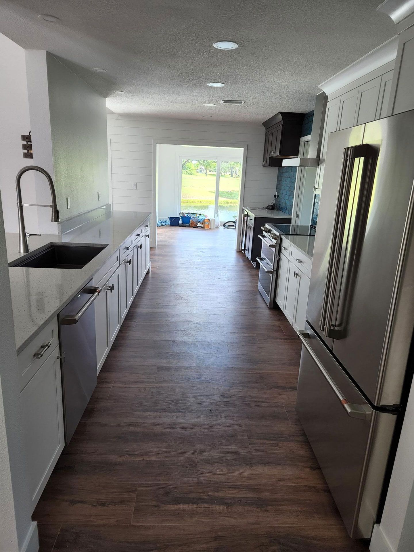 dark oak wood kitchen flooring