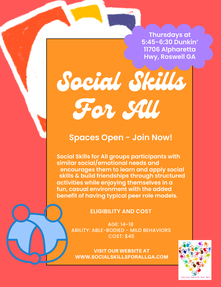 An advertisement for social skills for all