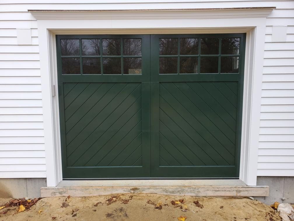 wood composite overlay green door